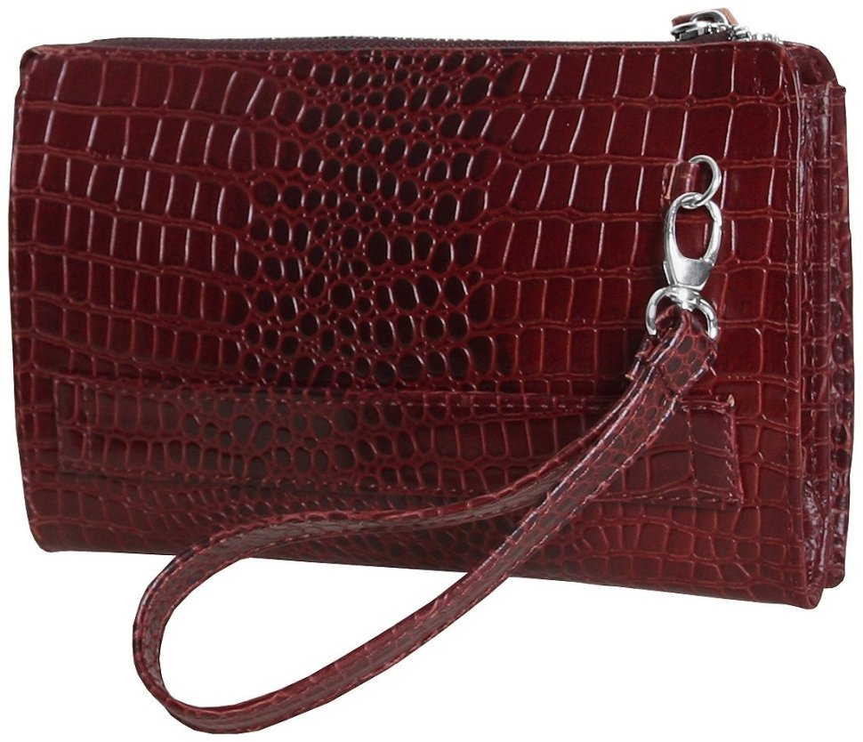 Барсетка на блискавці зі шкіри кроко Vip Collection 102633 (коричнева) фото №5 Барсетка на блискавці зі шкіри кроко Vip Collection 102633 (коричнева) modnotak фото №5