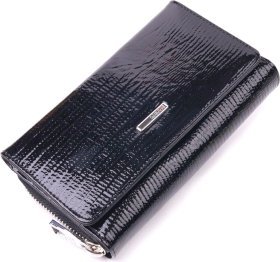 Чорний жіночий гаманець із лакової натуральної шкіри KARYA (2421431)