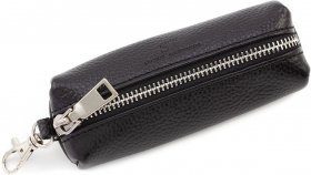 Длинная ключница черного цвета из фактурной кожи ST Leather (41022)
