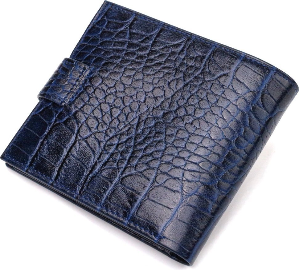 Синее мужское портмоне из натуральной кожи с тиснением под крокодила CANPELLINI (2421769)