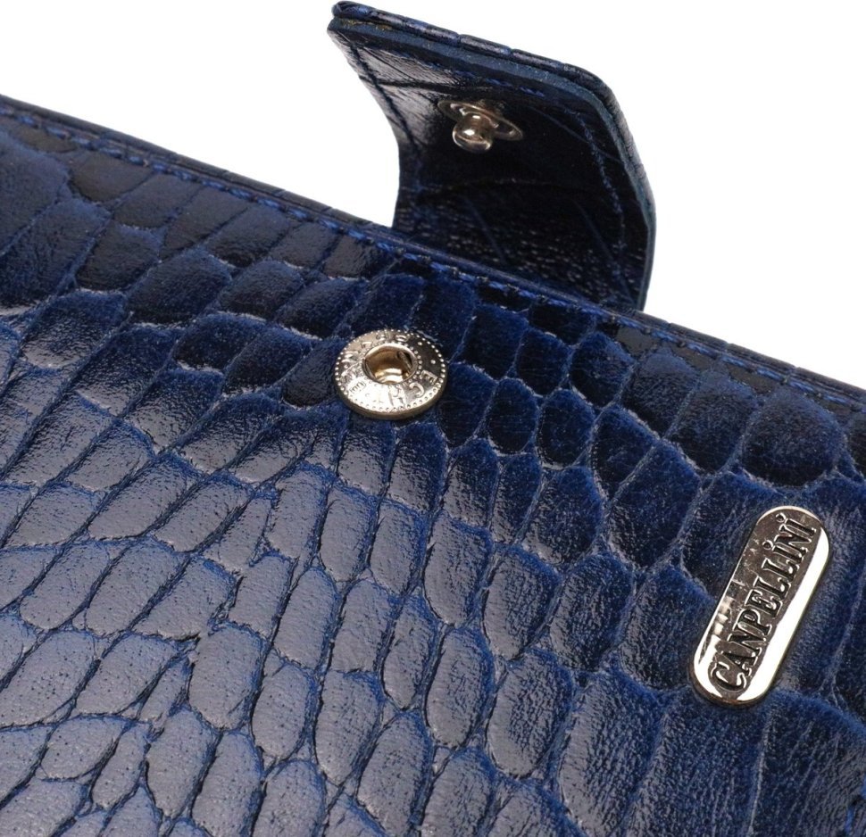 Синє чоловіче портмоне з натуральної шкіри з тисненням під крокодила CANPELLINI (2421769)