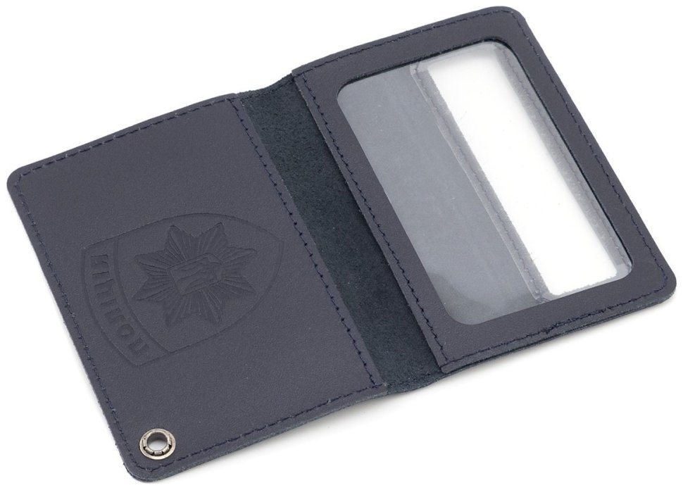 Обложка кожаная темно-синего цвета для удостоверения полиции Украины 103333 modnotak фото №2