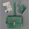Женский подарочный набор кожаных аксессуаров зеленого цвета (сумка, картхолдер, браслет, брелок) BlankNote Монреаль (12336) - 2