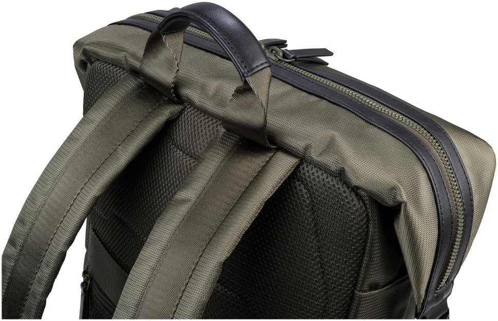 Текстильный рюкзак с кожаными вставками для ноутбука до 14" Tucano Modo Premium 103633 зеленого цвета modnotak фото №7