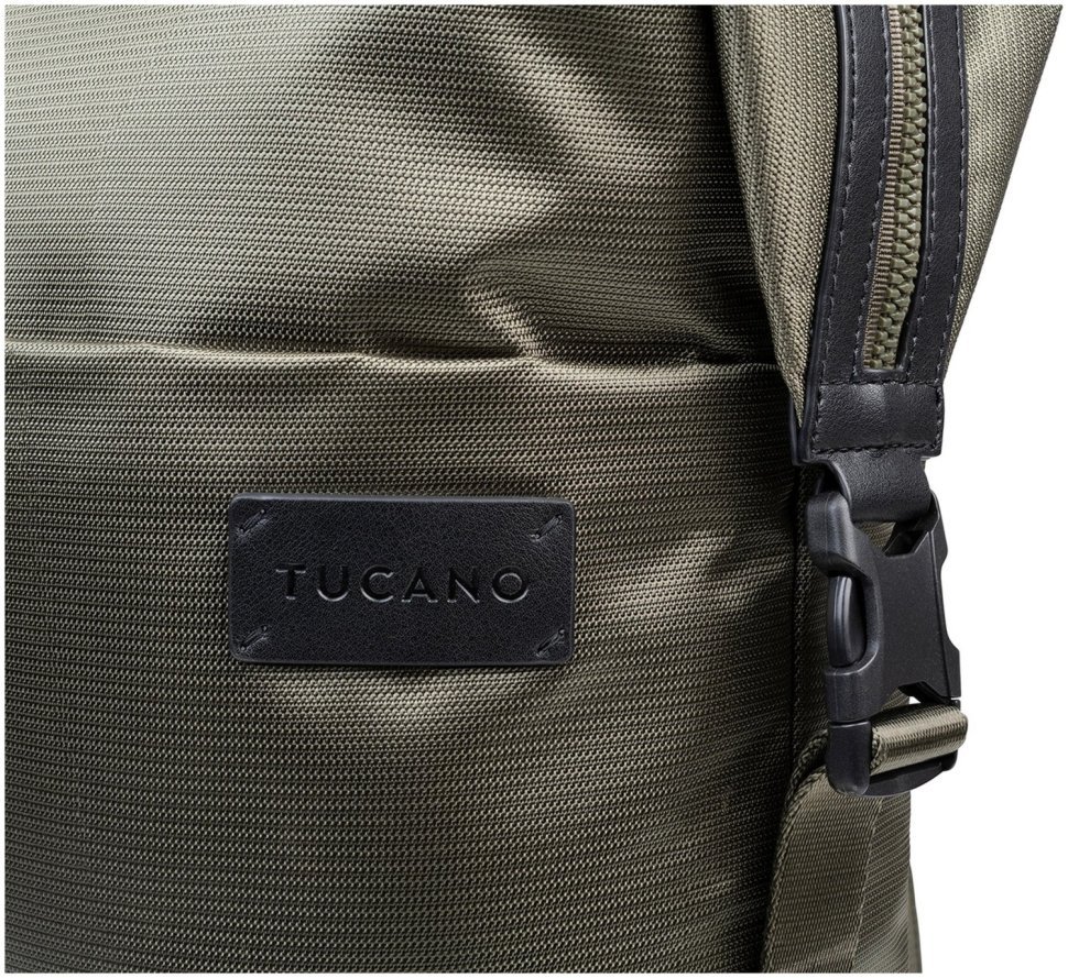 Текстильный рюкзак с кожаными вставками для ноутбука до 14" Tucano Modo Premium 103633 зеленого цвета modnotak фото №9