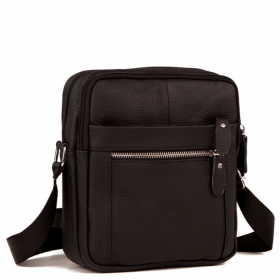 Мужская сумка-планшет черного цвета из натуральной кожи через плечо Tiding Bag (15909)