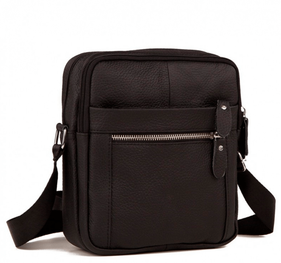Мужская сумка-планшет черного цвета из натуральной кожи через плечо Tiding Bag (15909)