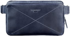 Темно-синя сумка-бананка ручної роботи з натуральної шкіри BlankNote Dropbag Maxi (12690)