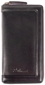 Дорожнє чоловіче портмоне з гладкої шкіри зі знімним блоком для пастора Ashwood TW01 чорного кольору 94033