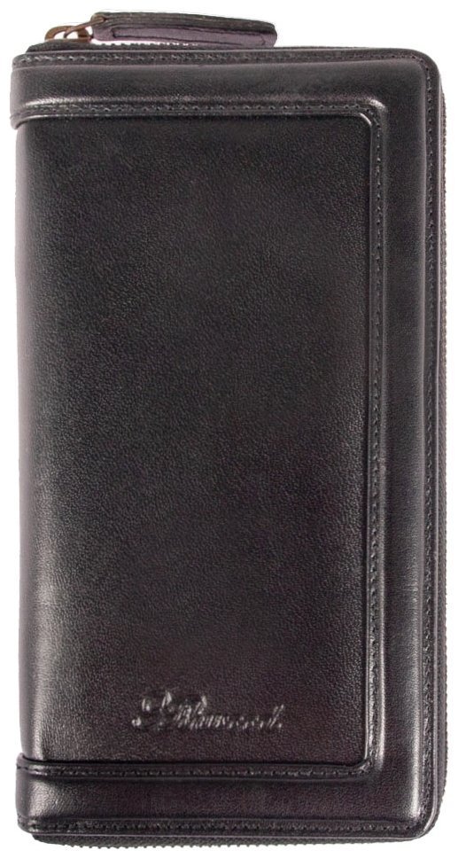 Дорожное мужское портмоне из гладкой кожи со съемным блоком для паспотра Ashwood TW01 черного цвета 94033 modnotak фото №1