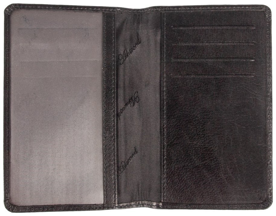Дорожное мужское портмоне из гладкой кожи со съемным блоком для паспотра Ashwood TW01 черного цвета 94033 modnotak фото №8