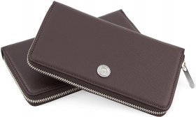 Кожаный кошелек темно-коричневого цвета на молнии KARYA (1072-36)