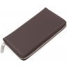 Шкіряний гаманець темно-коричневого кольору на блискавці KARYA (1072-36) - 3