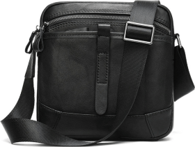 Зручна шкіряна сумка через плече з натуральної шкіри чорного кольору Vintage (20034)