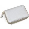 Сріблястий жіночий гаманець з натуральної шкіри на кнопці Tony Bellucci (10796) - 4