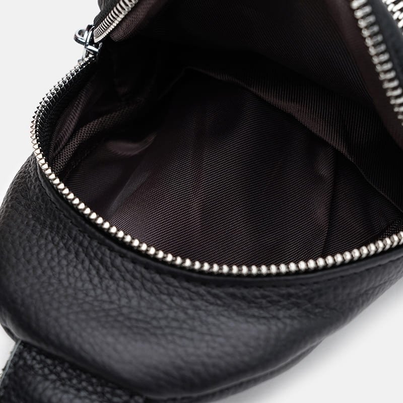 Стильная женская сумка слинг из кожи флотар с текстильным плечевым ремнем Borsa Leather 104533 черная фото №5 Стильная женская сумка слинг из кожи флотар с текстильным плечевым ремнем Borsa Leather 104533 черная modnotak фото №5