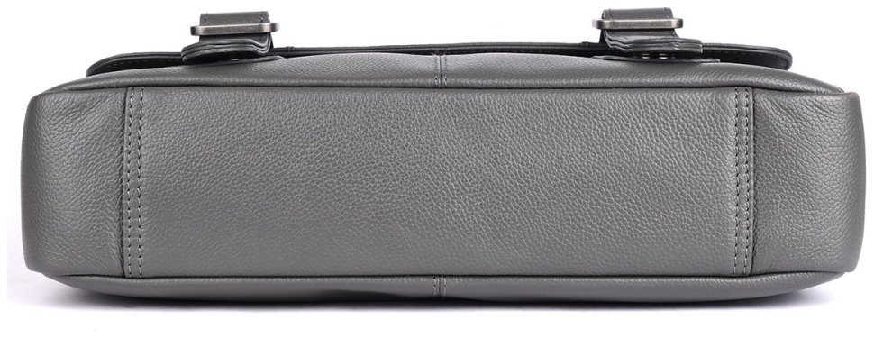 Вместительная мужская сумка мессенджер из натуральной кожи для ноутбука 15" Brampton London Emissary 94533 серого цвета modnotak фото №8