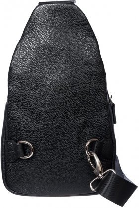 Мужская сумка-слинг среднего размера из натуральной кожи в черном цвете Desisan (19197) - 2