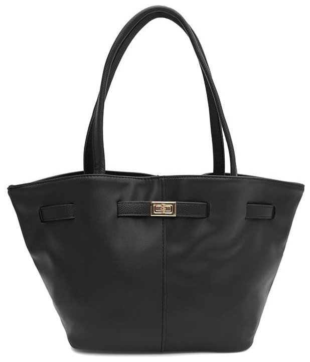 Качественная вместительная женская сумка из кожзама черного цвета Monsen 94633 modnotak фото №1