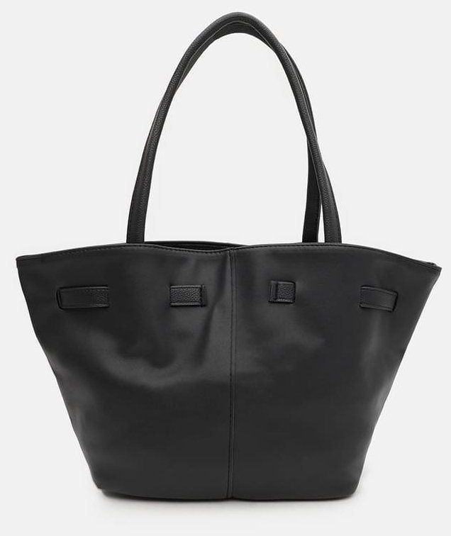 Качественная вместительная женская сумка из кожзама черного цвета Monsen 94633 modnotak фото №3