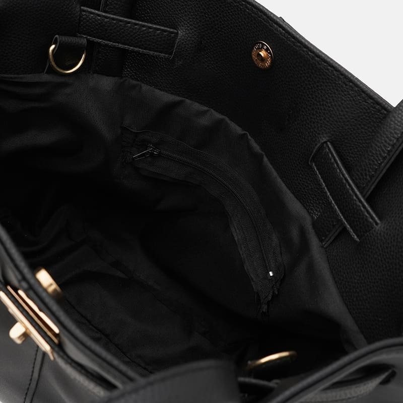 Качественная вместительная женская сумка из кожзама черного цвета Monsen 94633 modnotak фото №5