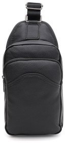 Мужской слинг на каждый день из кожи флотар Borsa Leather 104833 черного цвета