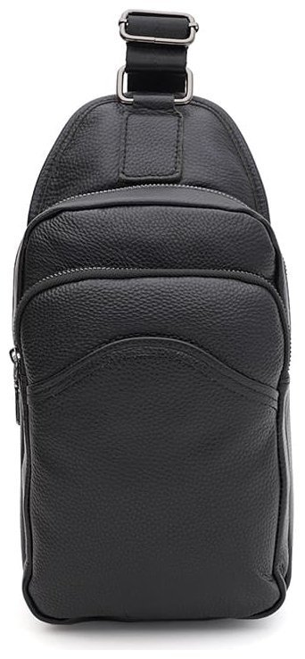 Мужской слинг на каждый день из кожи флотар Borsa Leather 104833 черного цвета modnotak фото №1