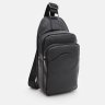 Мужской слинг на каждый день из кожи флотар Borsa Leather 104833 черного цвета modnotak фото - 2
