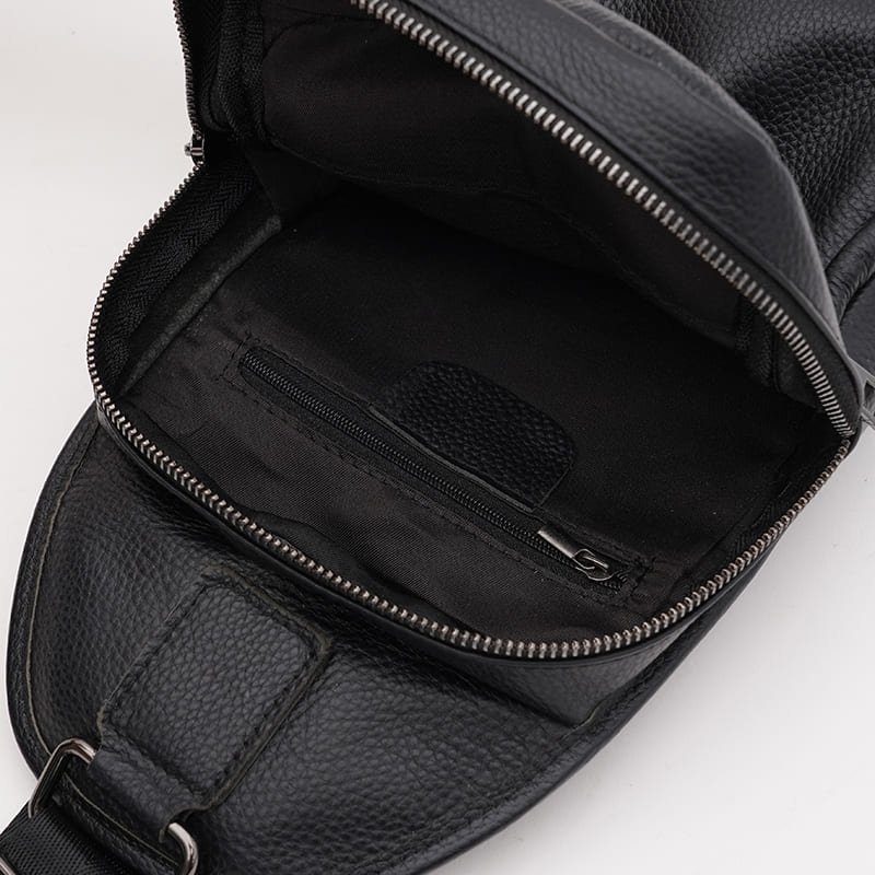 Мужской слинг на каждый день из кожи флотар Borsa Leather 104833 черного цвета modnotak фото №5