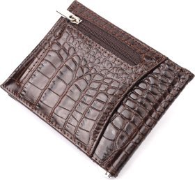 Мужской коричневый зажим для купюр из натуральной кожи с тиснением под крокодила KARYA (2421119)