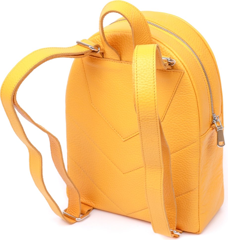 Жовтий жіночий рюкзак із зносостійкої натуральної шкіри флотар Shvigel (16306)