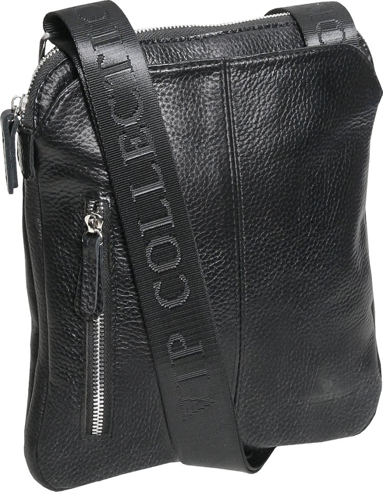 Багатофункціональна чоловіча сумка-планшет із чорної шкіри флотар Vip Collection (21086)