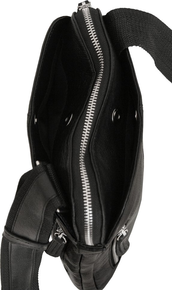 Многофункциональная мужская сумка-планшет из черной кожи флотар Vip Collection (21086)