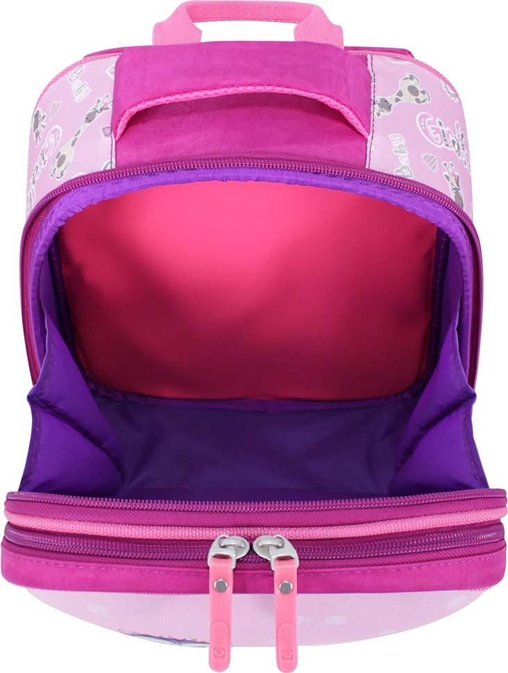 Рожевий шкільний рюкзак для дівчаток із текстилю на два відділення Bagland (55333)