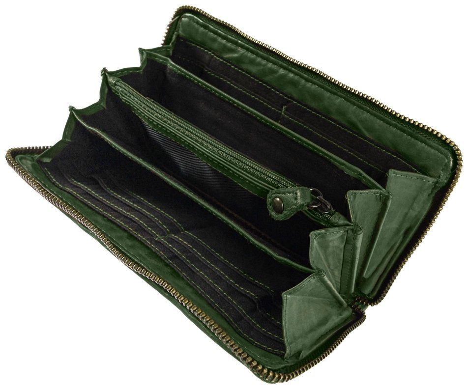 Женский вместительный кошелек из натуральной плетеной кожи на молнии Ashwood D81 зеленого цвета 95433 фото №3 Женский вместительный кошелек из натуральной плетеной кожи на молнии Ashwood D81 зеленого цвета 95433 modnotak фото №3