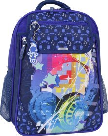 Синий школьный рюкзак из текстиля с дизайнерским принтом Bagland (55533)