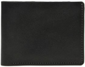 Тонкий мужской кожаный кошелек черного цвета без монетницы Ricco Grande (65633)