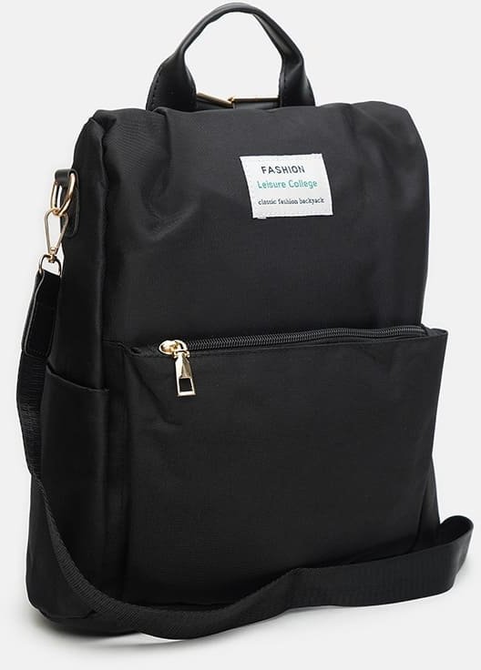 Жіночий міський рюкзак чорного кольору із щільного текстилю Monsen (56233)