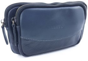 Стильный мужской клатч синего цвета из двух видов натуральной кожи VATTO (11874)