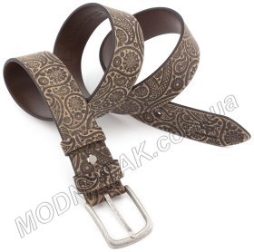Стильный кожаный ремень с узором Grande Pelle (41015)