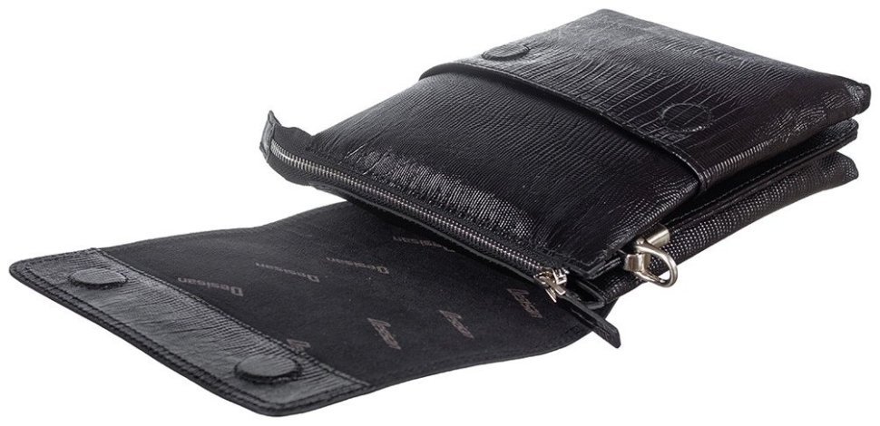 Чоловіча шкіряна сумка з лазерною фактурою Desisan 106833 чорний modnotak фото №4