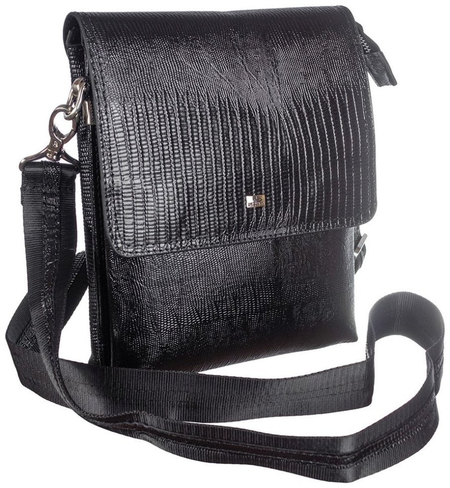 Чоловіча шкіряна сумка з лазерною фактурою Desisan 106833 чорний modnotak фото №5