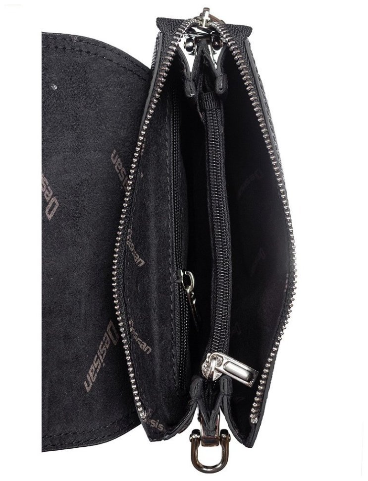 Чоловіча шкіряна сумка з лазерною фактурою Desisan 106833 чорний modnotak фото №6