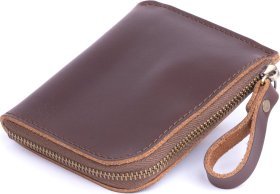 Маленька кредитниця з натуральної гладкої шкіри коричневого кольору на блискавці Vintage (2420344)