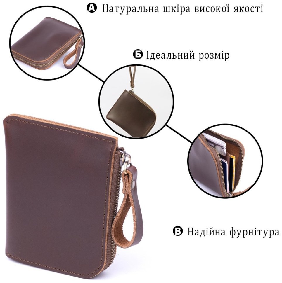 Маленька кредитниця з натуральної гладкої шкіри коричневого кольору на блискавці Vintage (2420344) фото №10 Маленька кредитниця з натуральної гладкої шкіри коричневого кольору на блискавці Vintage (2420344) modnotak фото №10