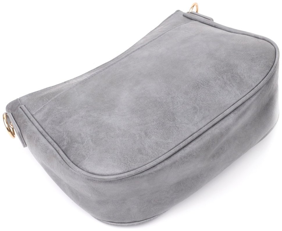 Повседневная женская сумка из кожзама с текстильным ремнем через плечо Vintage серого цвета 96933 modnotak фото №3