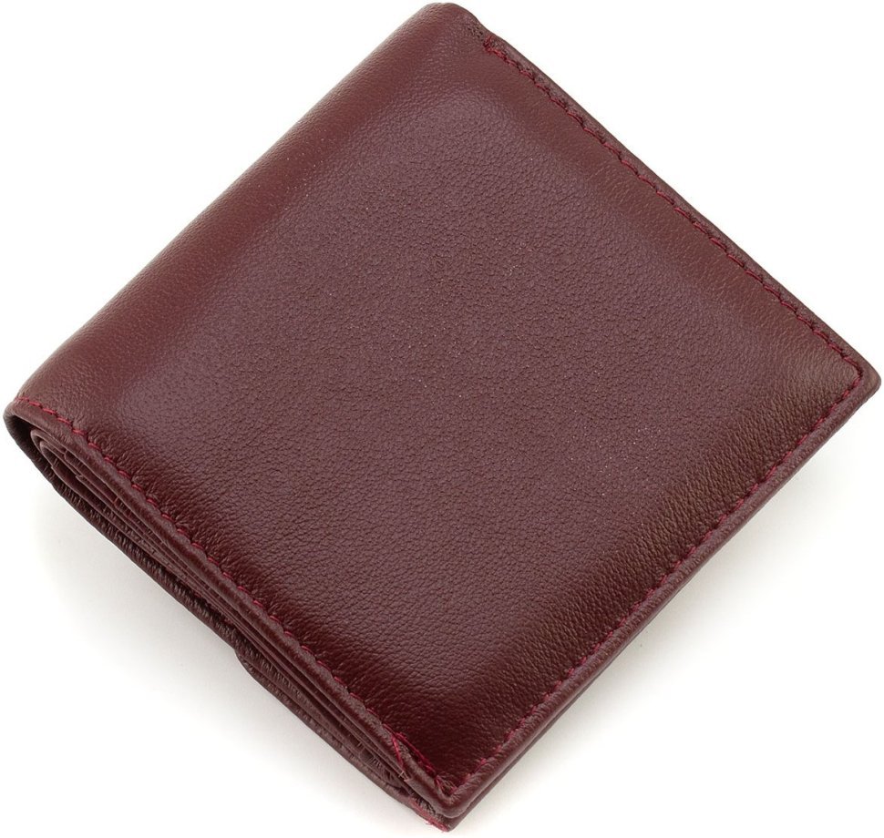 Бордовый женский кошелек компактного размера из натуральной кожи ST Leather 1767333