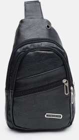 Недорогая черная сумка-слинг через плечо из кожзама Monsen (22106)