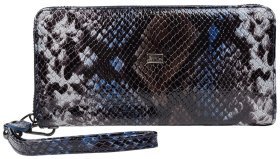 Жіночий шкіряний гаманець на блискавці з фактурою шкіри під пітона Desisan 107633