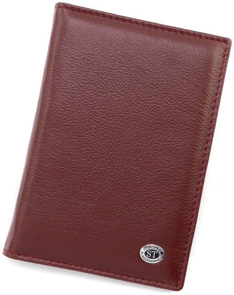 Женская кожаная обложка для паспорта и отделениями для карточек ST Leather 97733 бордовая modnotak фото №1
